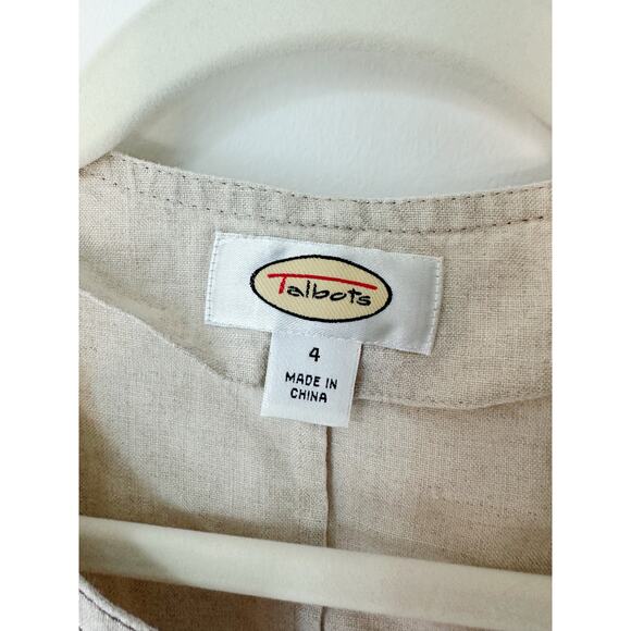 Talbot's 100% Linen Long Sleeve Lace Trimmed Top Size 4 - Picture 3 of 8